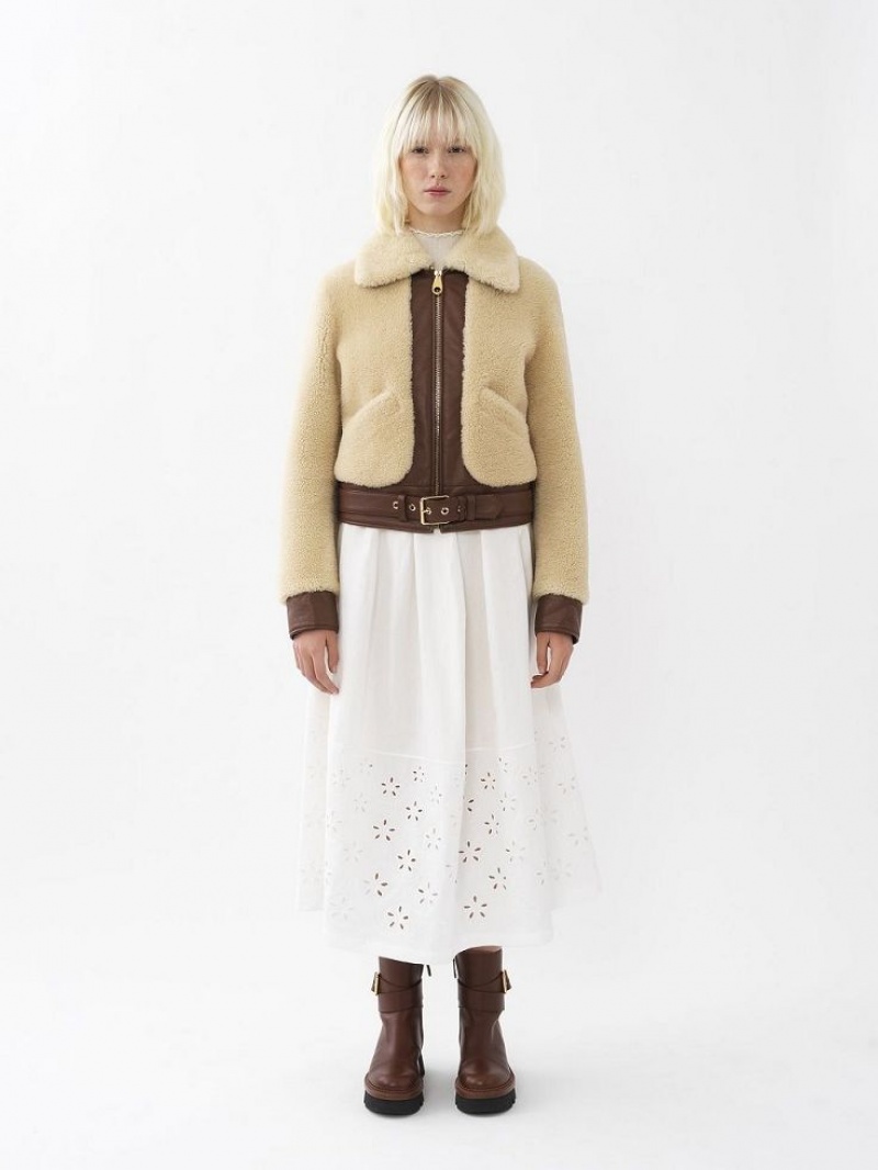 Chloe Short Blouson Jackets Whisper White | CHE-SR13801