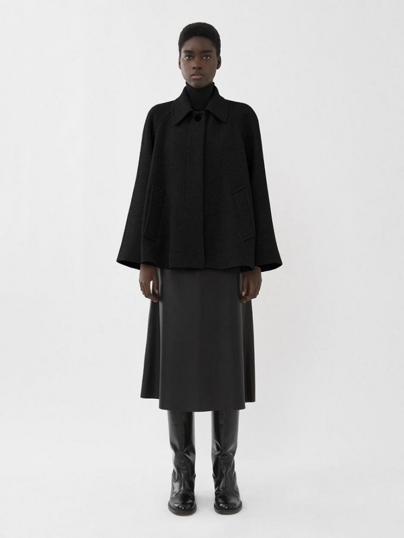 Chloe Short Cape Coats Black | CHE-SR13808