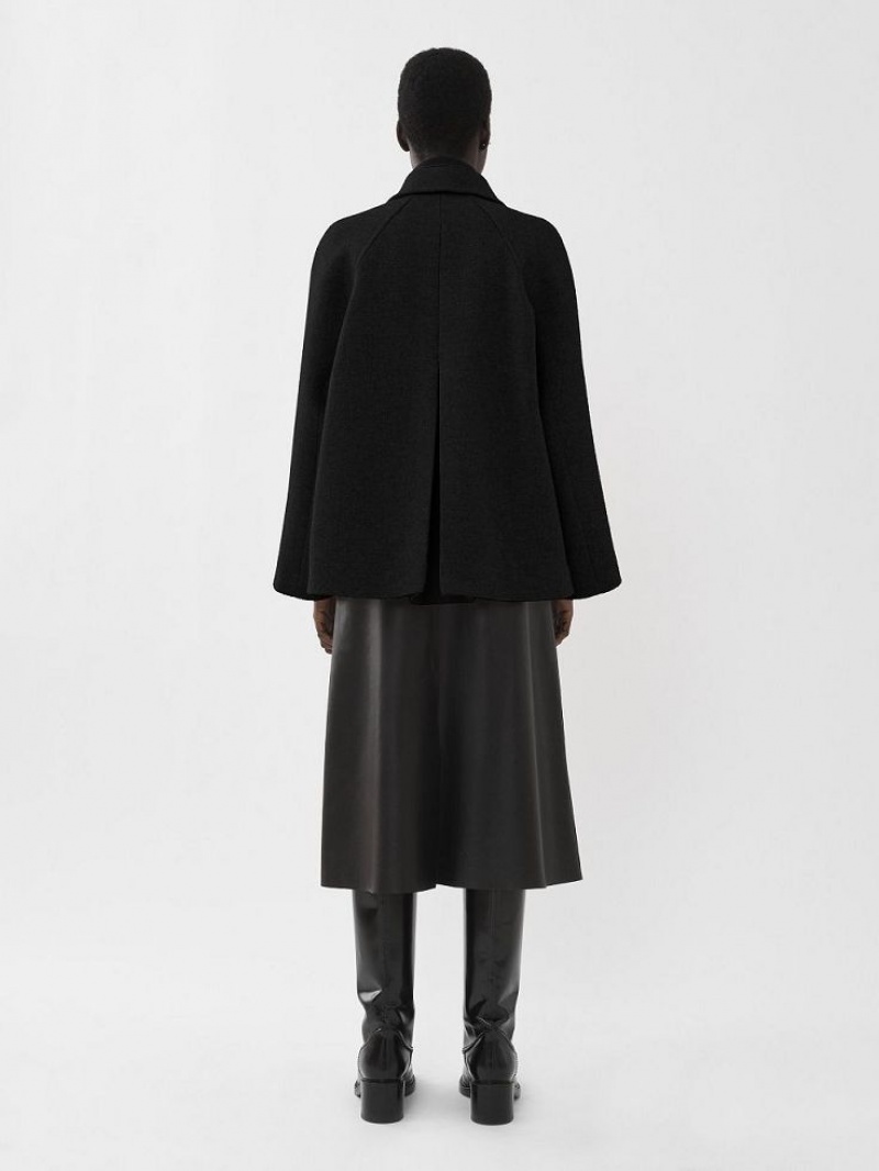 Chloe Short Cape Coats Black | CHE-SR13808