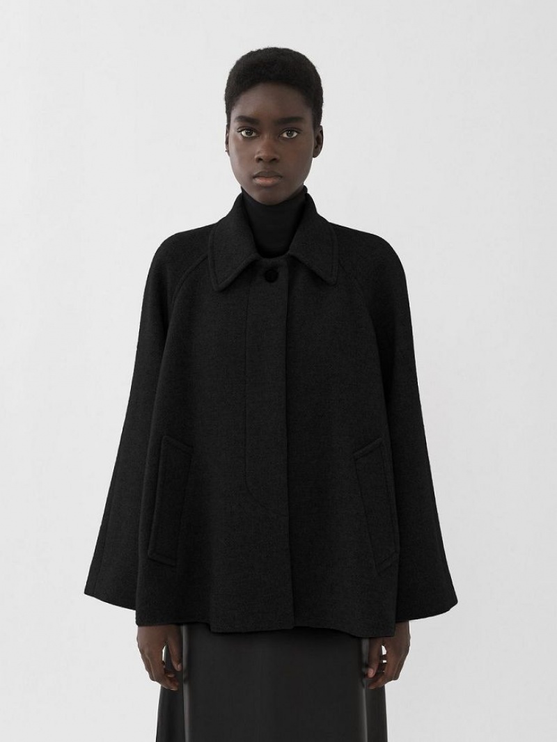 Chloe Short Cape Coats Black | CHE-SR13808