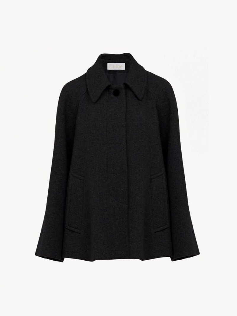 Chloe Short Cape Coats Black | CHE-SR13808