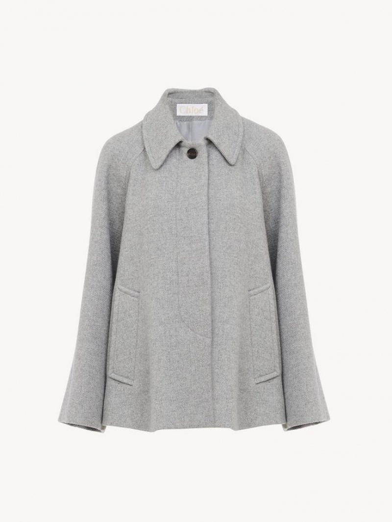 Chloe Short Cape Coats Cosy Grey | CHE-SR13804