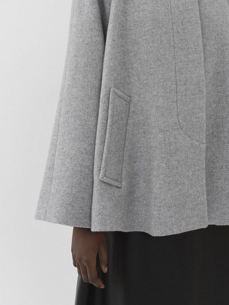 Chloe Short Cape Coats Cosy Grey | CHE-SR13804