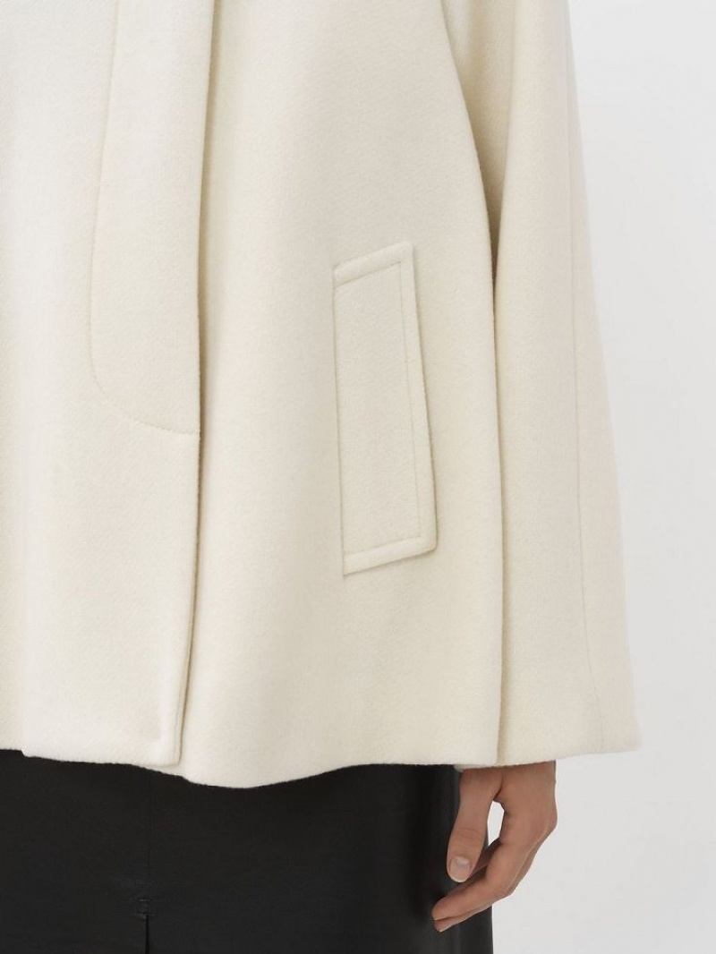 Chloe Short Cape Coats Eden White | CHE-SR13799