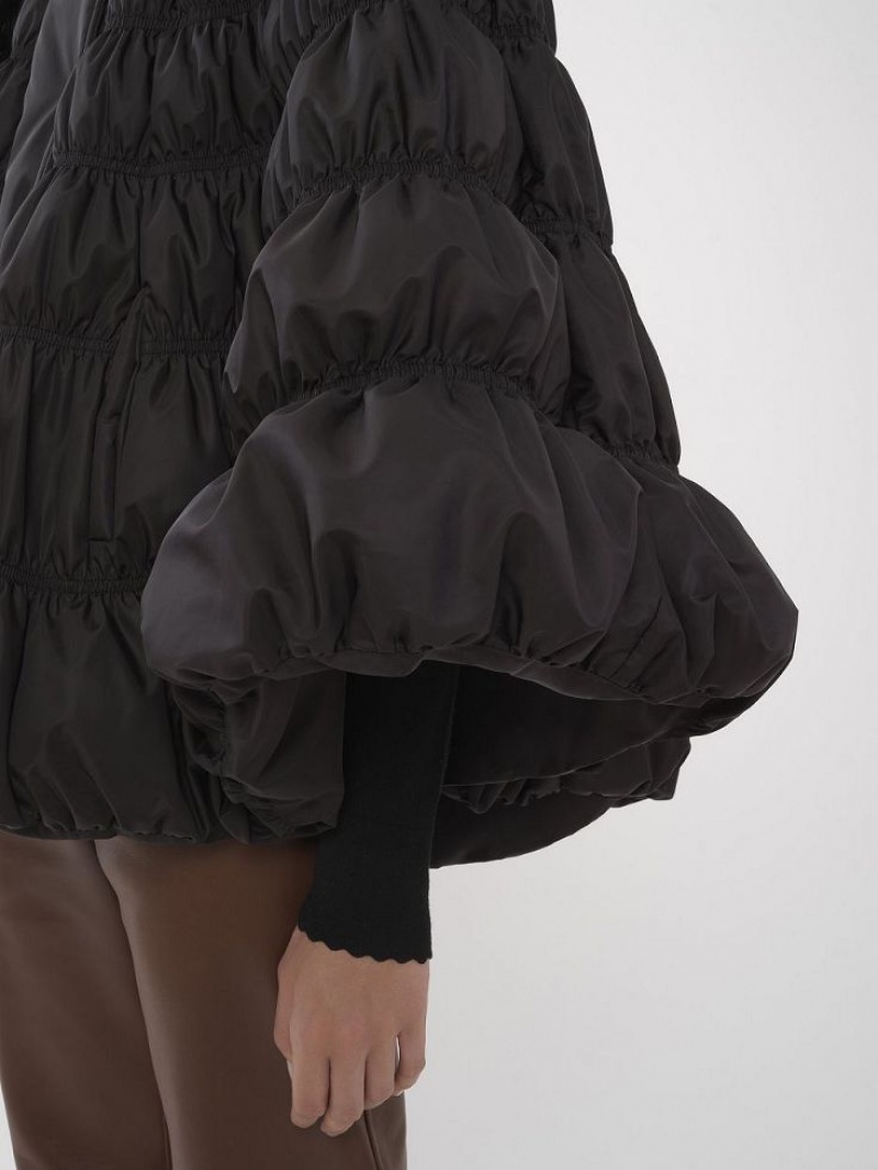 Chloe Short Puffer Cape Coats Black | CHE-SR13814