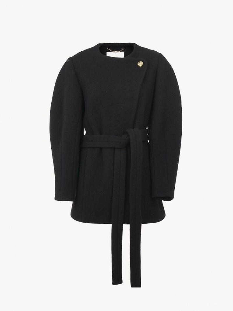 Chloe Short Wrap Coats Black | CHE-SR13826