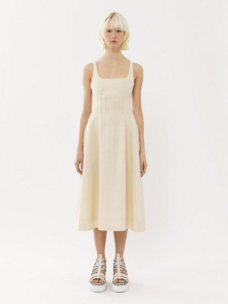 Chloe Sleeveless Midi Dresses COCONUT MILK | CHE-SR13843