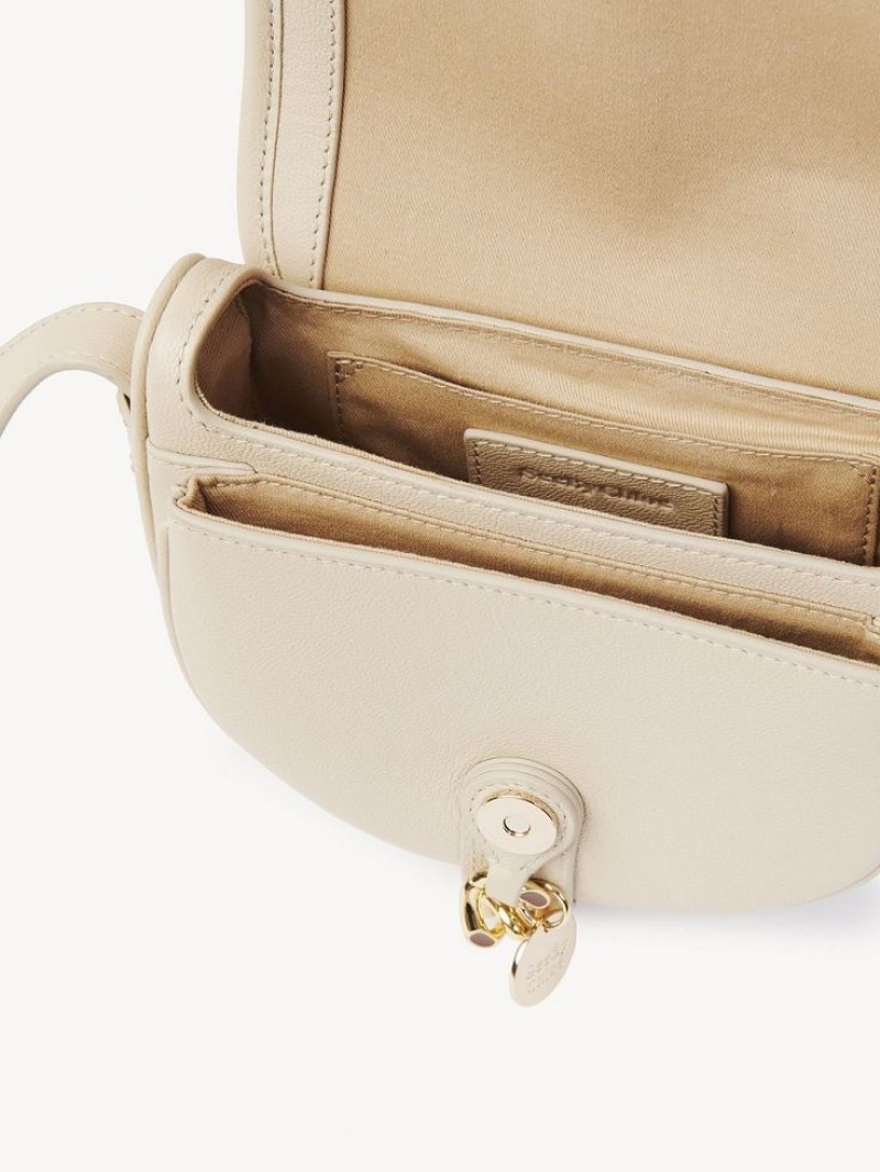 Chloe Small Mara Saddle Shoulder Bags Cement Beige | CHE-SR14628