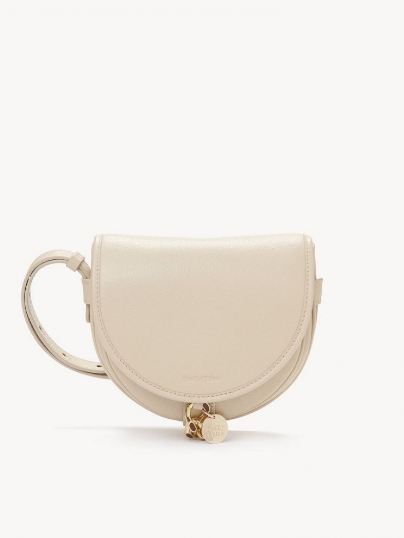 Chloe Small Mara Saddle Shoulder Bags Cement Beige | CHE-SR14628