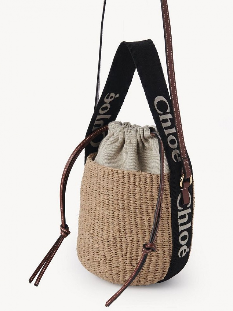 Chloe Small Woody Basket Crossbody Bags BLACK - BEIGE 1 | CHE-SR13566