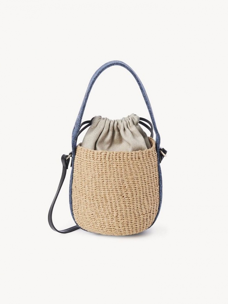 Chloe Small Woody Basket Crossbody Bags Denim | CHE-SR13608