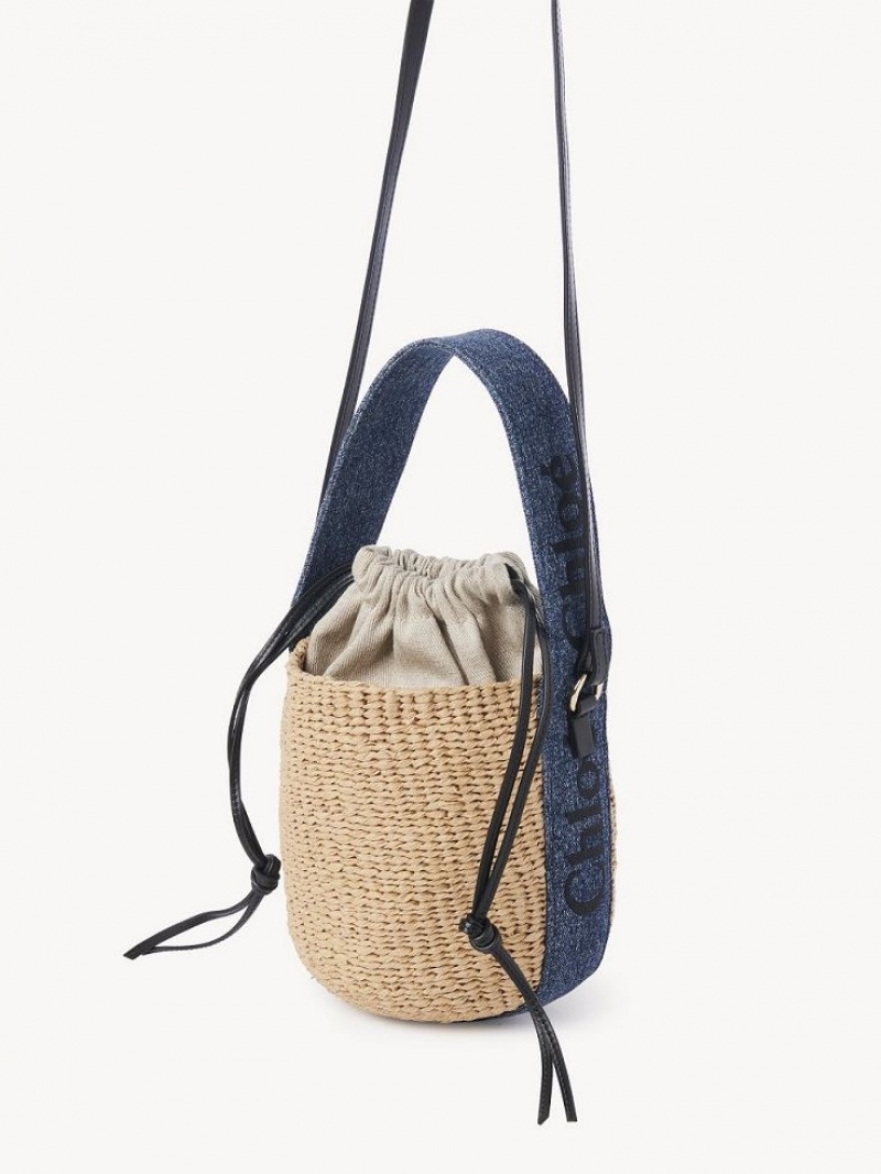 Chloe Small Woody Basket Crossbody Bags Denim | CHE-SR13608