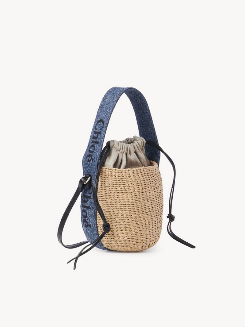 Chloe Small Woody Basket Crossbody Bags Denim | CHE-SR13608