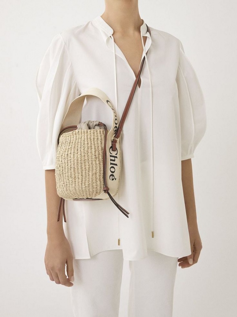 Chloe Small Woody Basket Crossbody Bags White | CHE-SR13609