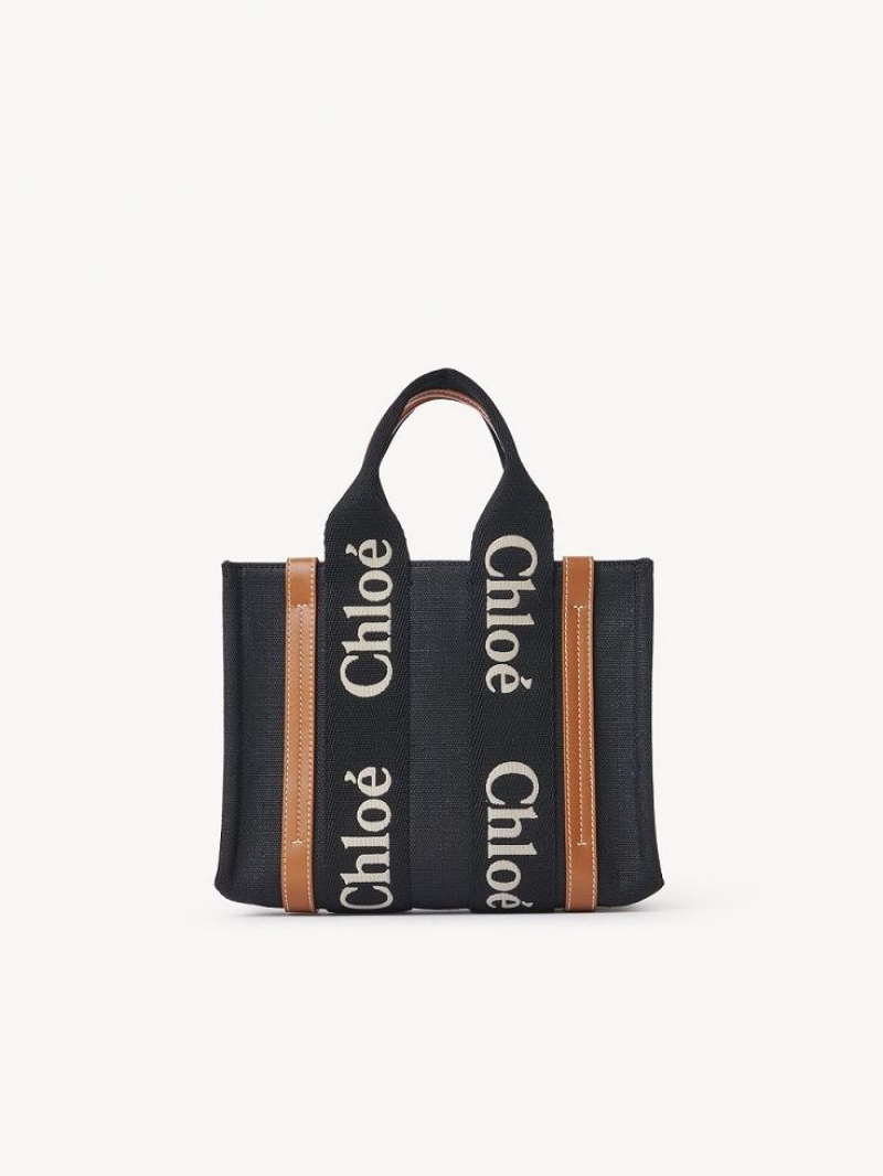 Chloe Small Woody Tote Bags BLACK - BEIGE 1 | CHE-SR13386