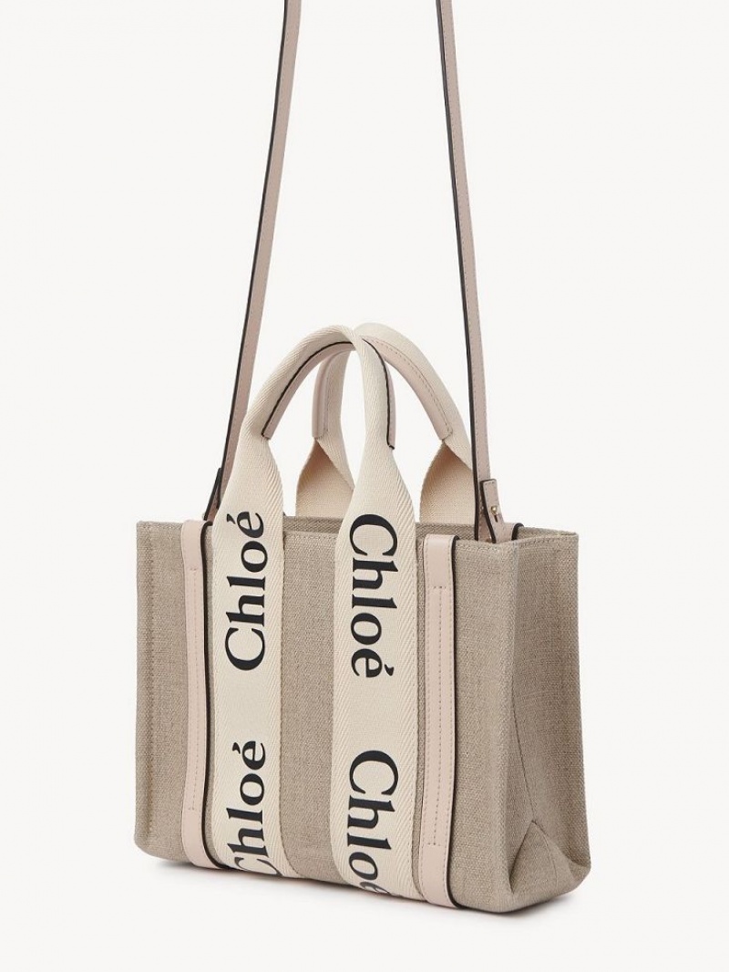 Chloe Small Woody Tote Bags Cement Pink | CHE-SR13392