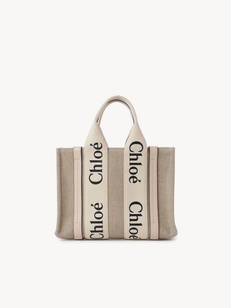 Chloe Small Woody Tote Bags Cement Pink | CHE-SR13392