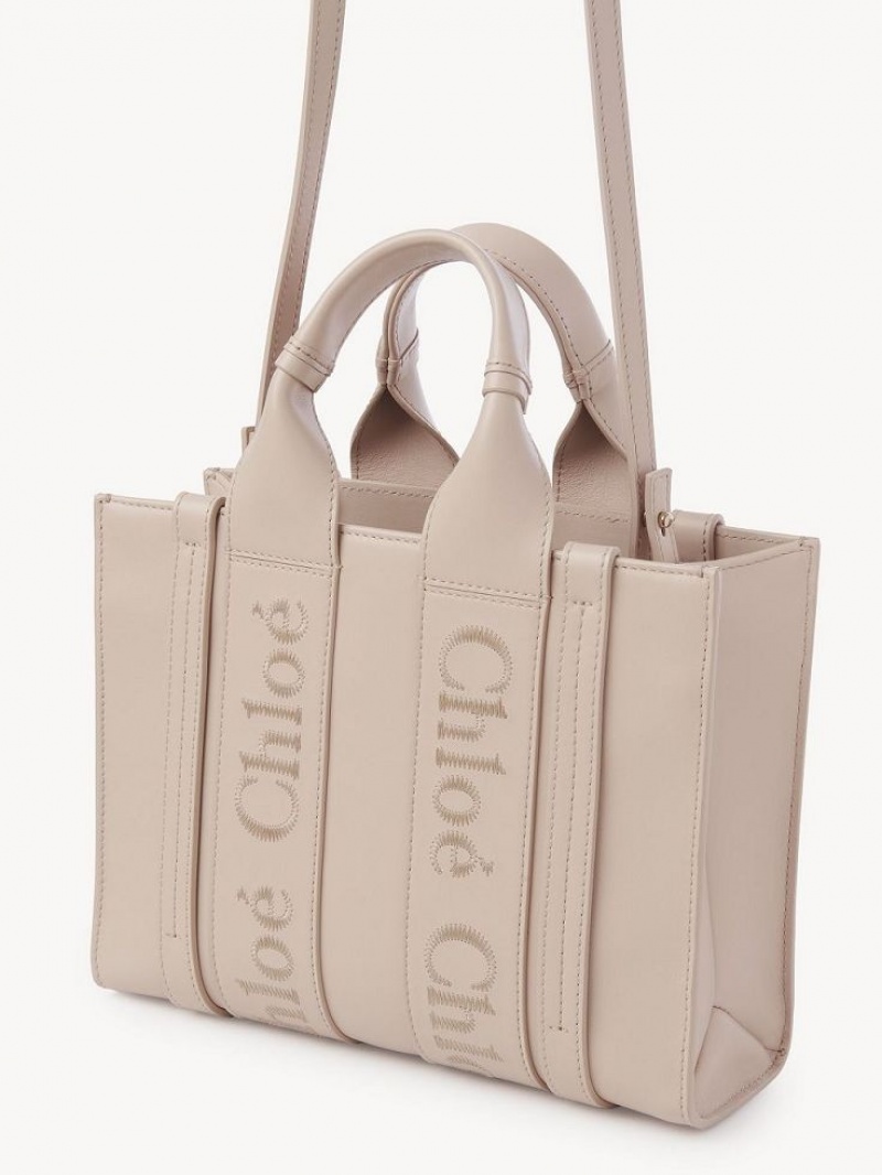 Chloe Small Woody Tote Bags Cement Pink | CHE-SR13374