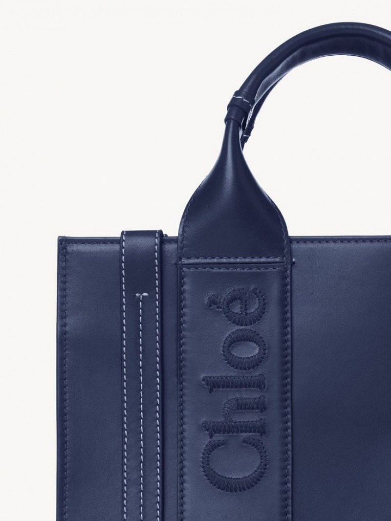 Chloe Small Woody Tote Bags Night Blue | CHE-SR13376