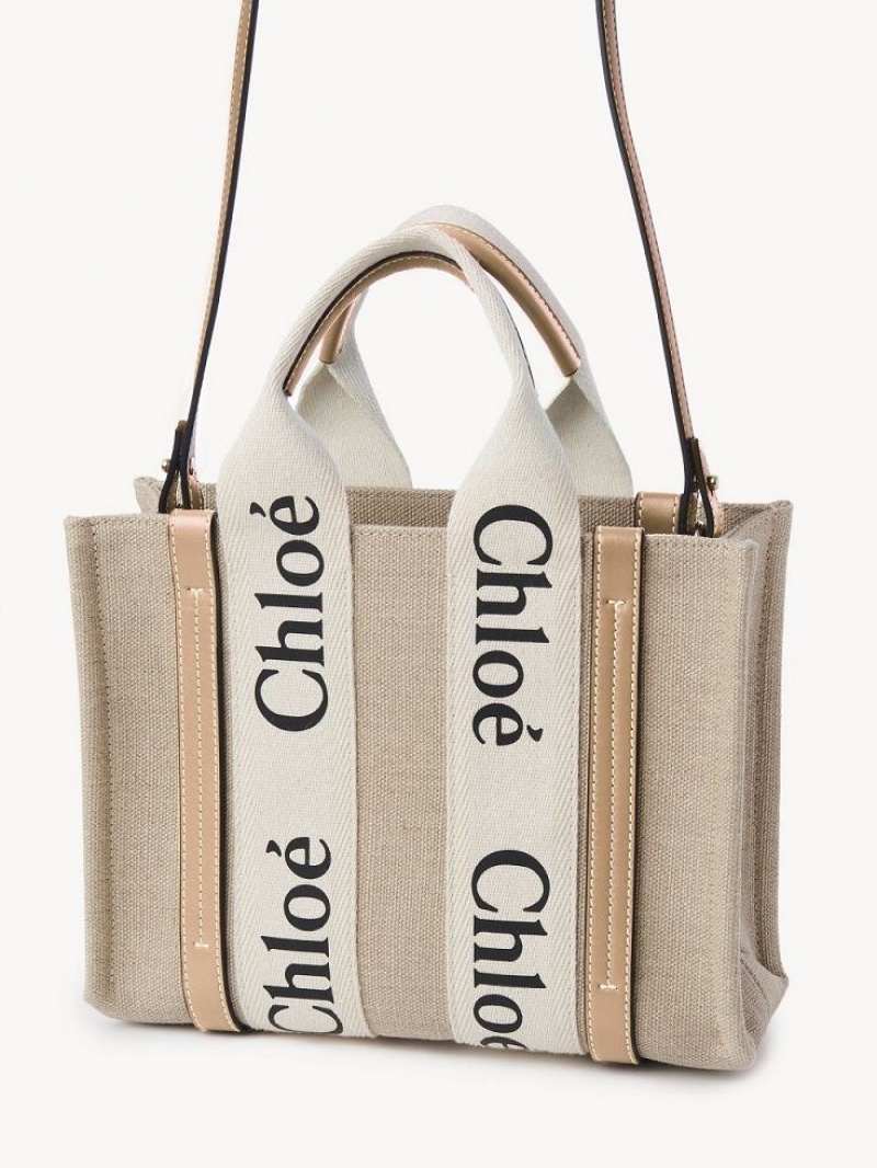 Chloe Small Woody Tote Bags White - Beige 1 | CHE-SR13373