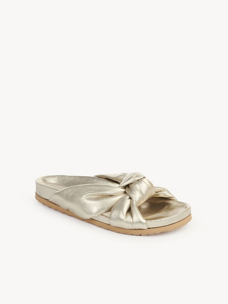 Chloe Spender Slide Flats PALE GOLD | CHE-SR14810