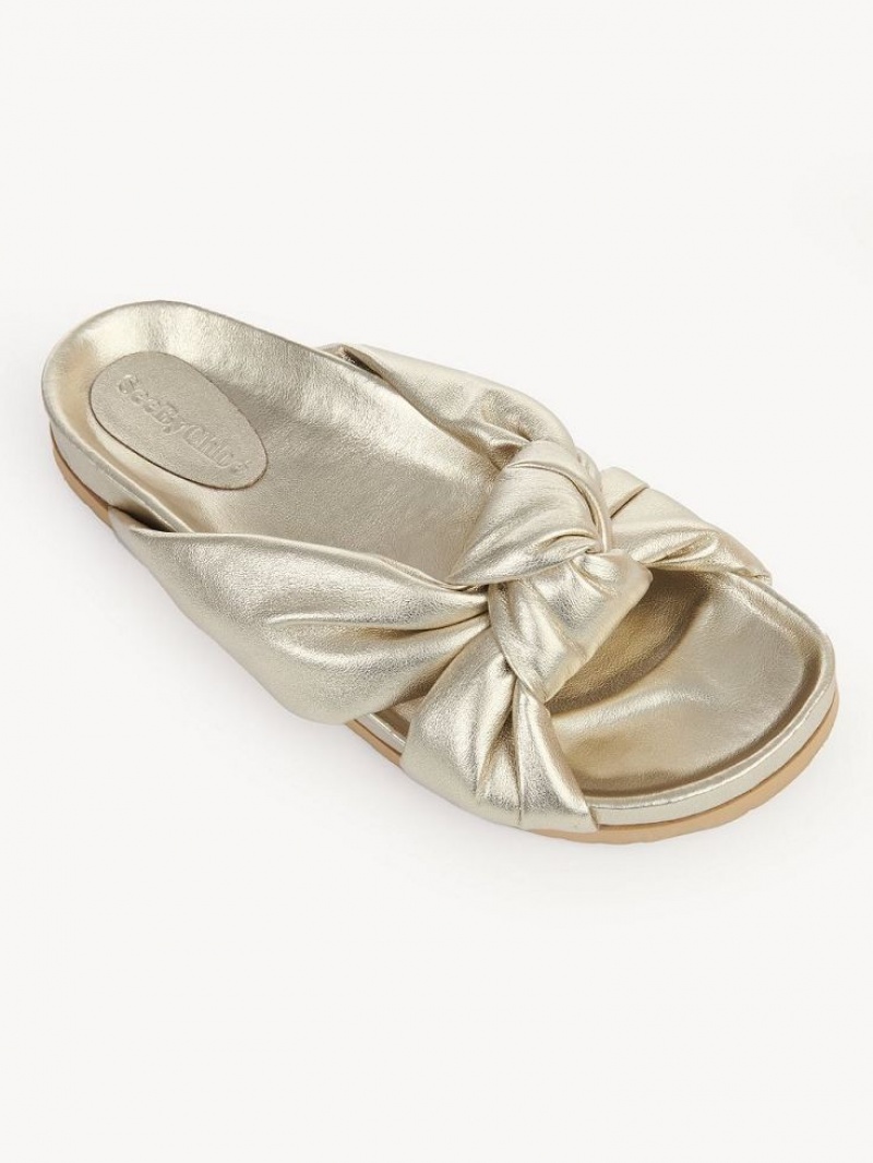 Chloe Spender Slide Flats PALE GOLD | CHE-SR14810