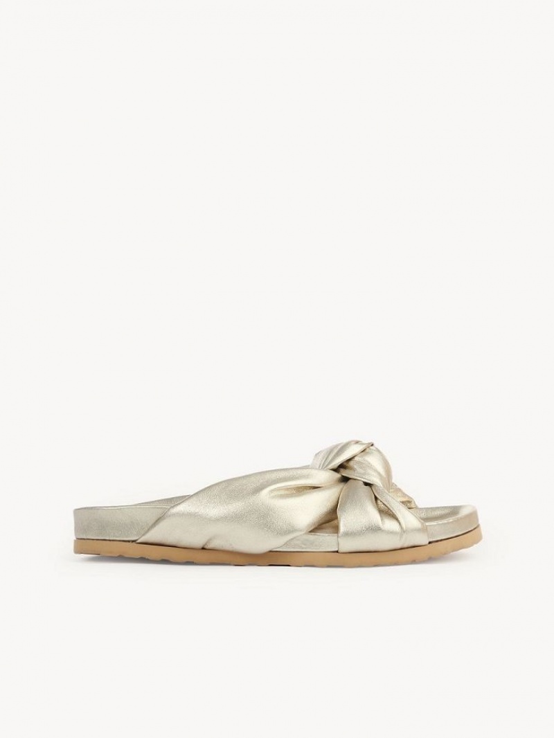 Chloe Spender Slide Flats PALE GOLD | CHE-SR14810