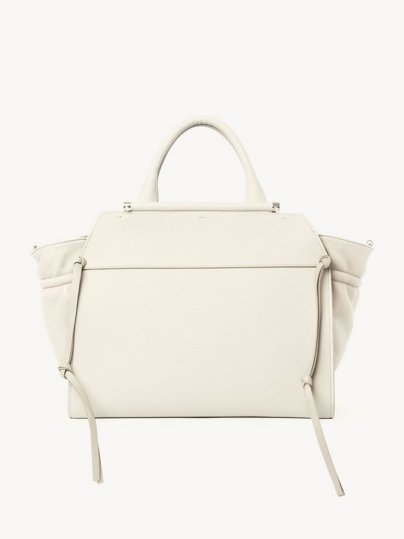 Chloe Steph Medium Double Carry Tote Bags White | CHE-SR13371