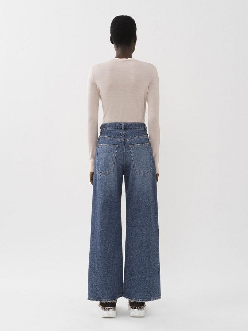 Chloe Stromboli Wide Cropped Jeans Dusky Blue | CHE-SR14011