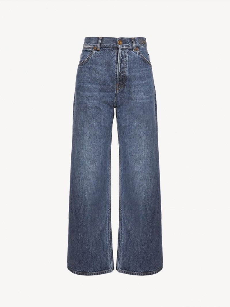 Chloe Stromboli Wide Cropped Jeans Dusky Blue | CHE-SR14011