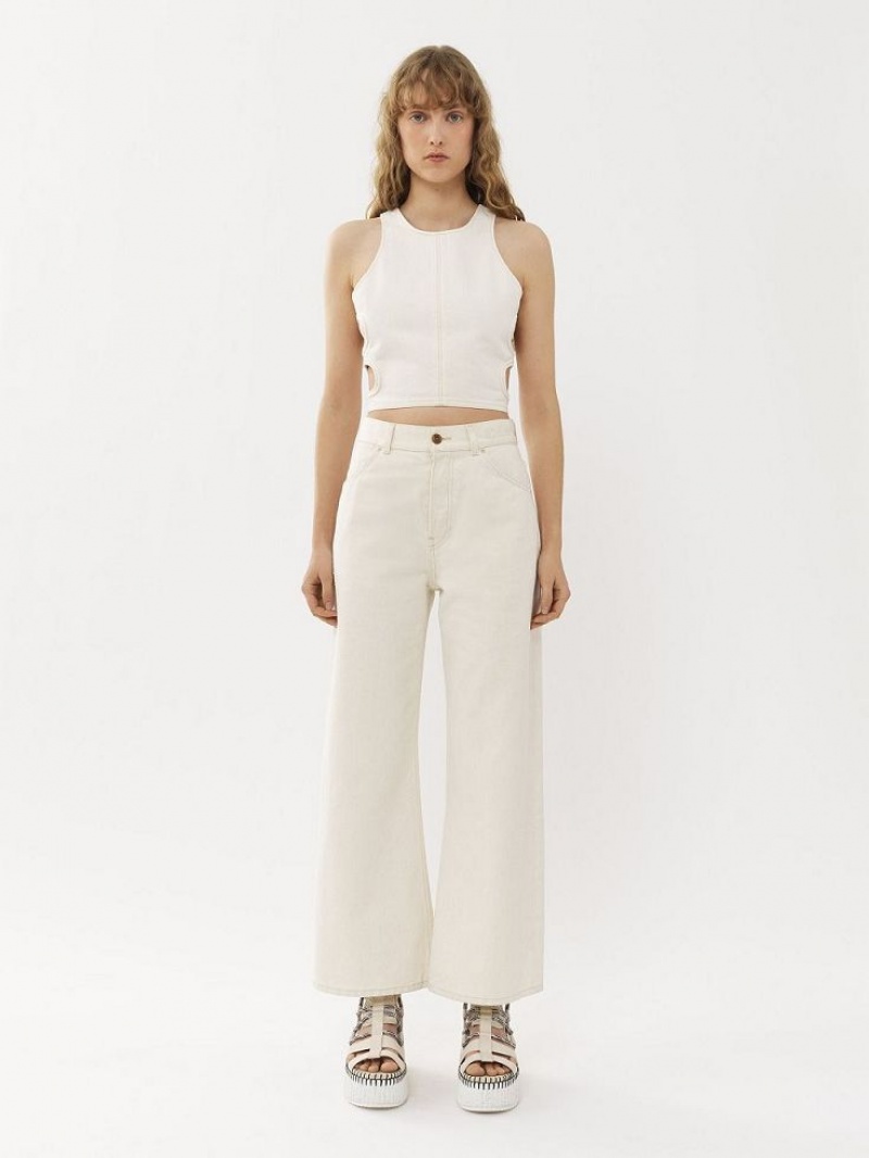 Chloe Stromboli Wide Cropped Jeans Iconic Milk | CHE-SR13995