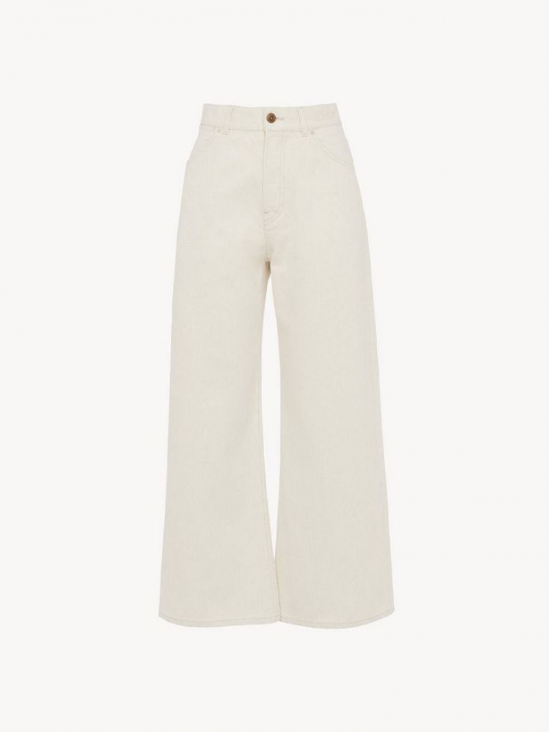 Chloe Stromboli Wide Cropped Jeans Iconic Milk | CHE-SR13995