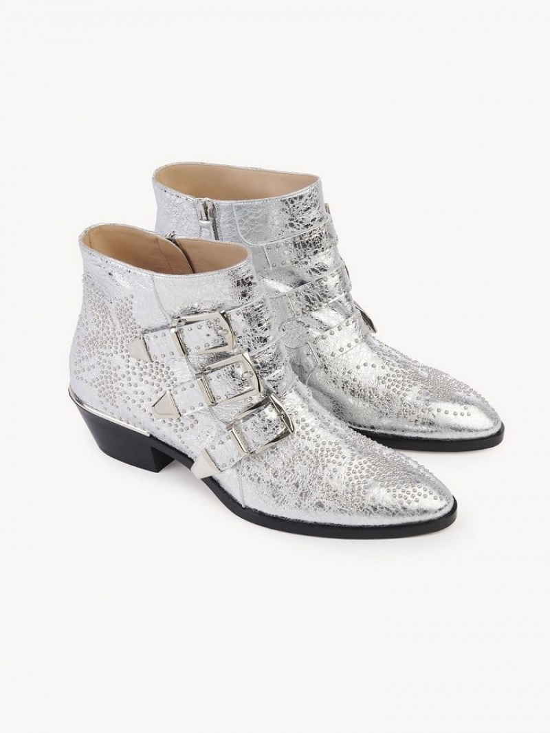 Chloe Susanna Short Boots Silver | CHE-SR14212