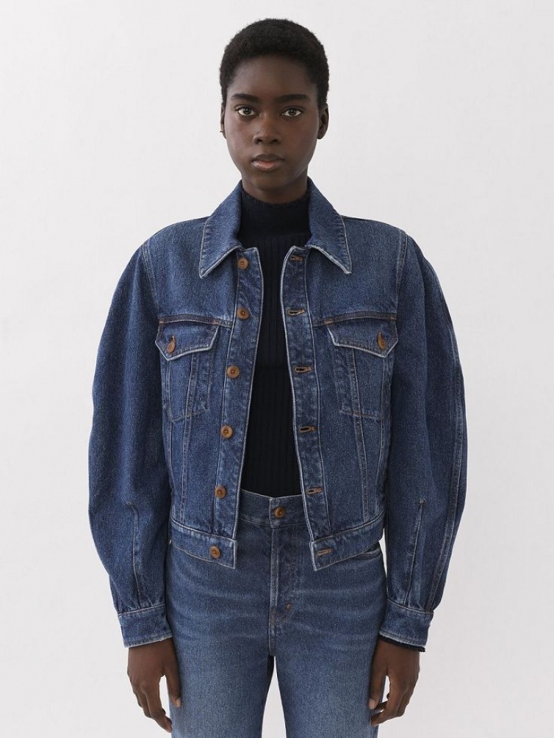 Chloe Taal Boxy Denim Jackets Faded Denim | CHE-SR13798