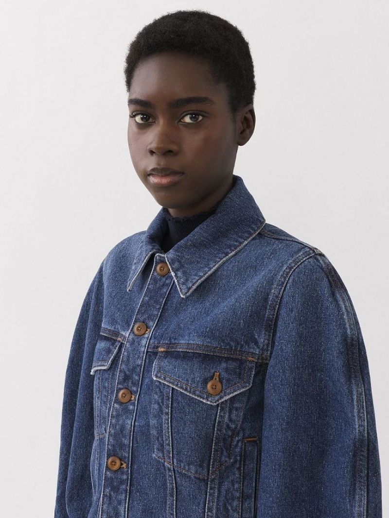 Chloe Taal Boxy Denim Jackets Faded Denim | CHE-SR13798