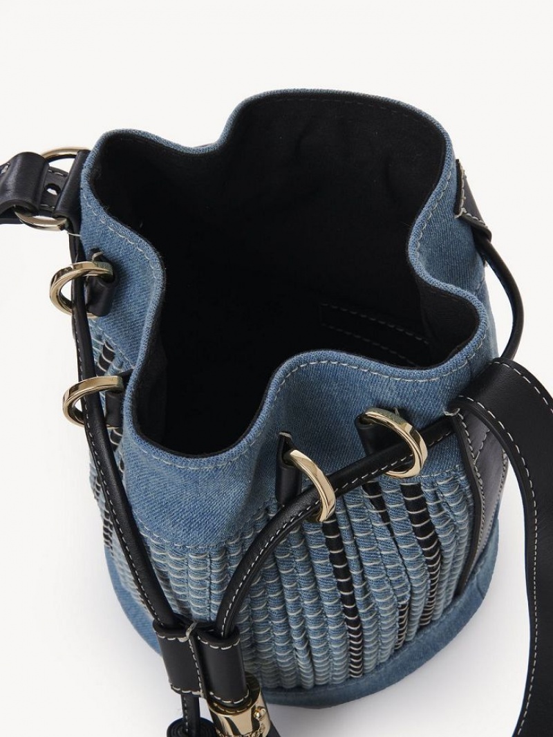 Chloe Vicki Small Bucket Shoulder Bags Denim | CHE-SR14642