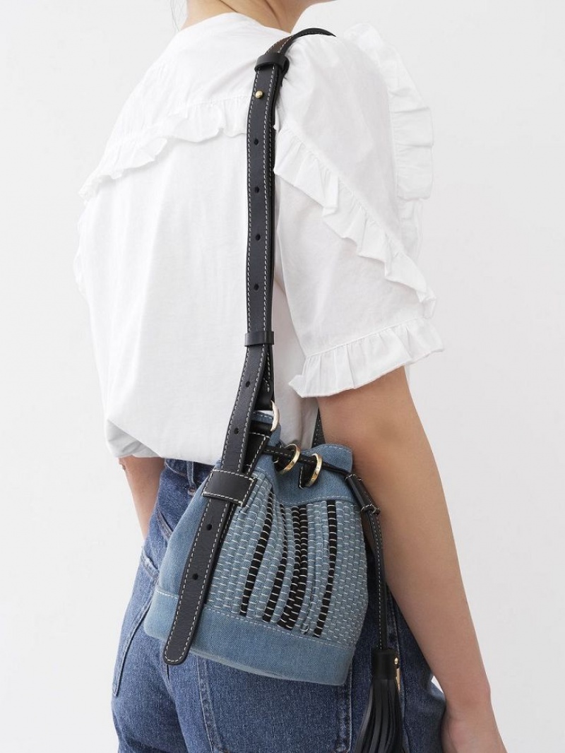 Chloe Vicki Small Bucket Shoulder Bags Denim | CHE-SR14642