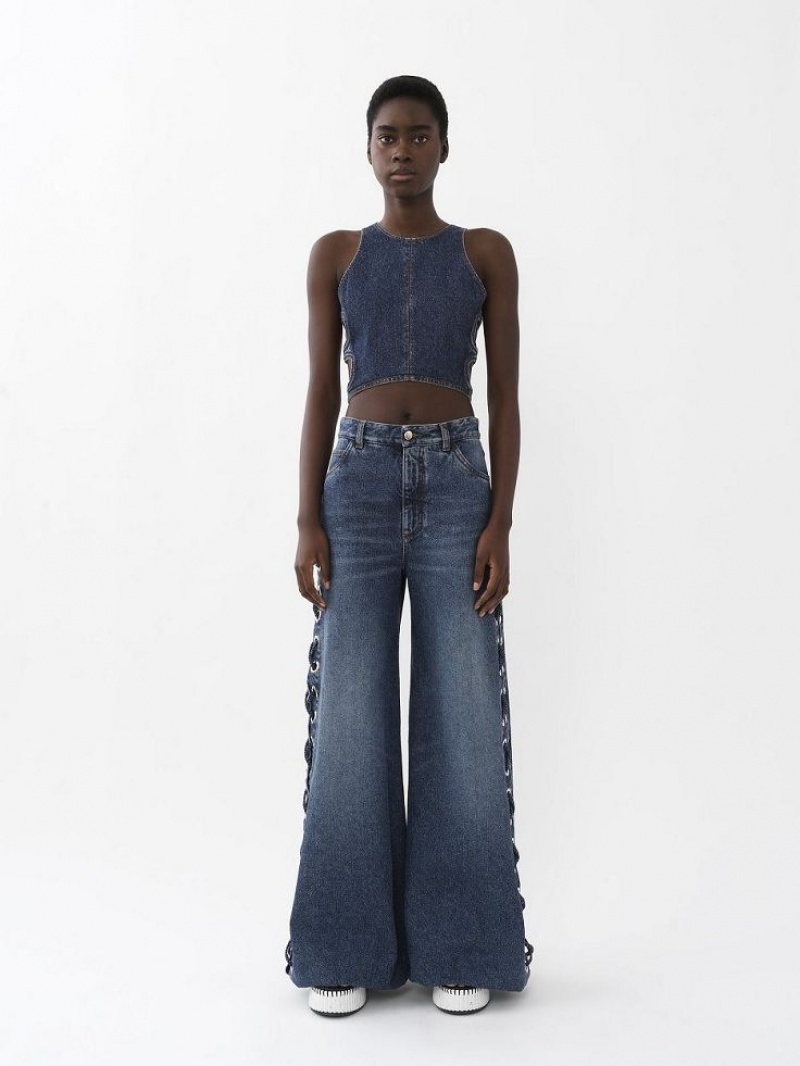 Chloe Wide Rave Jeans Faded Denim | CHE-SR13983