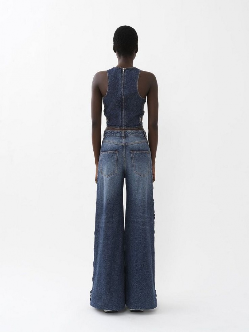 Chloe Wide Rave Jeans Faded Denim | CHE-SR13983