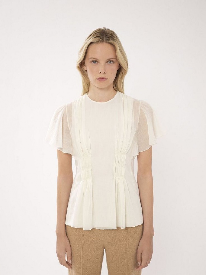 Chloe Wing-sleeve Tops Eden White | CHE-SR13912