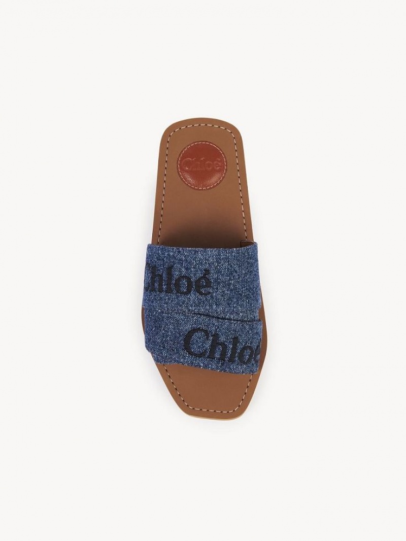 Chloe Woody Flat Mule Denim | CHE-SR14174