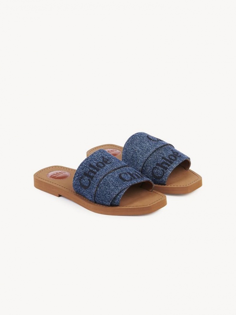 Chloe Woody Flat Mule Denim | CHE-SR14174