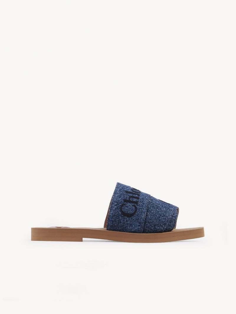 Chloe Woody Flat Mule Denim | CHE-SR14174