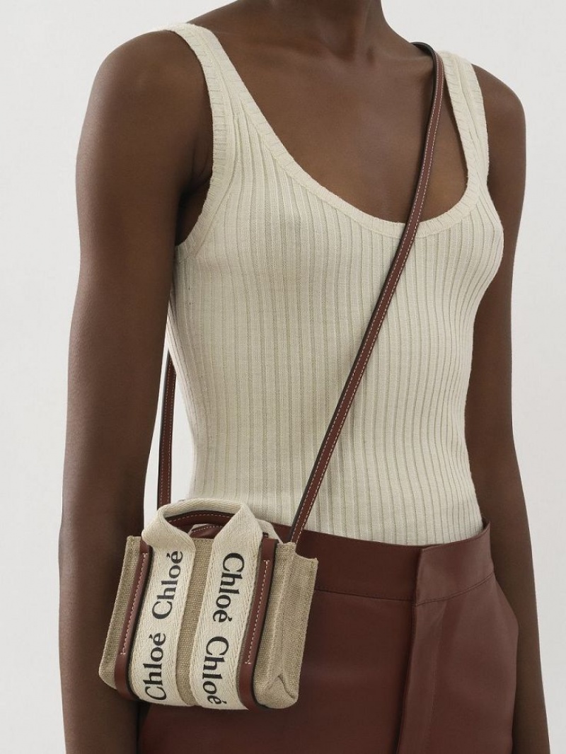 Chloe Woody Nano Crossbody Bags WHITE - BROWN 1 | CHE-SR13495