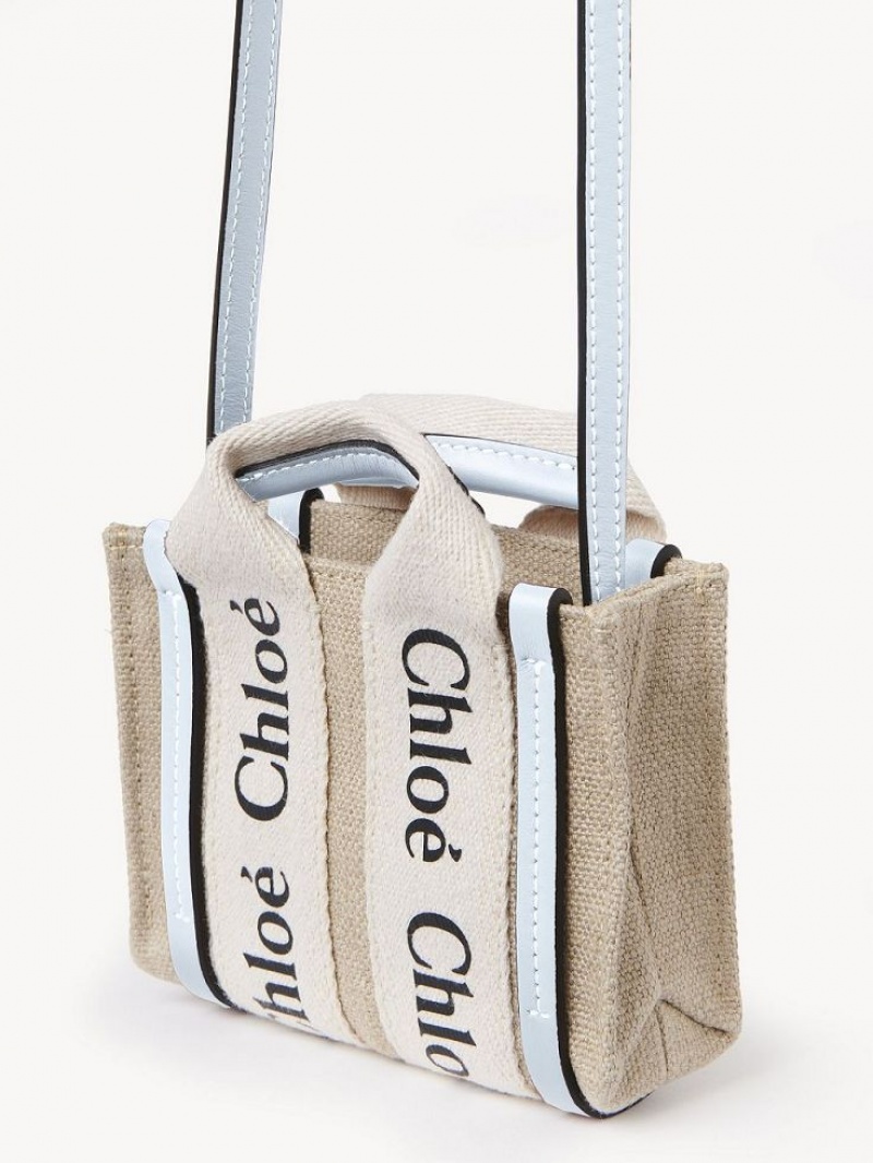 Chloe Woody Nano Tote Mini Bags WHITE - BLUE 2 | CHE-SR13675