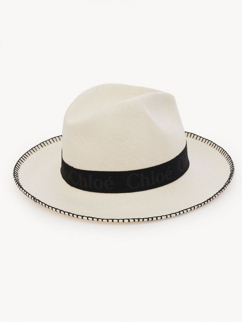 Chloe Woody Panama Hats White | CHE-SR14498