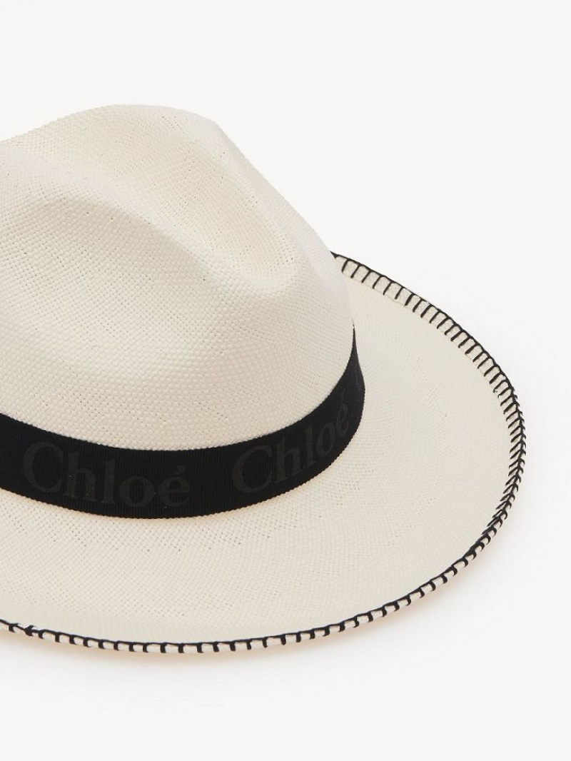 Chloe Woody Panama Hats White | CHE-SR14498