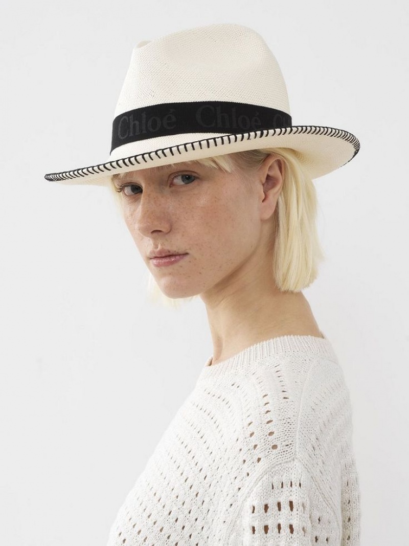 Chloe Woody Panama Hats White | CHE-SR14498