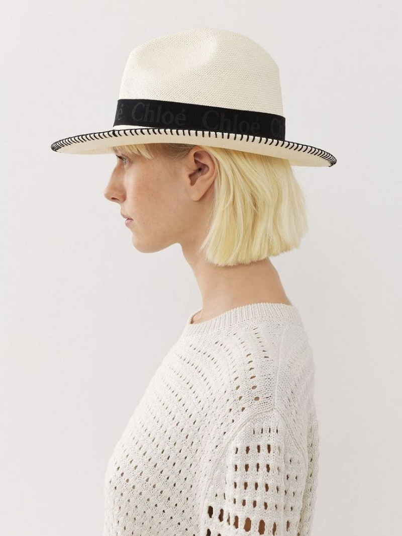 Chloe Woody Panama Hats White | CHE-SR14498