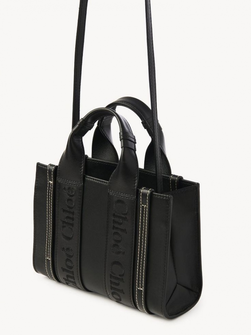 Chloe Woody Tote 1 Mini Bags Black | CHE-SR13727